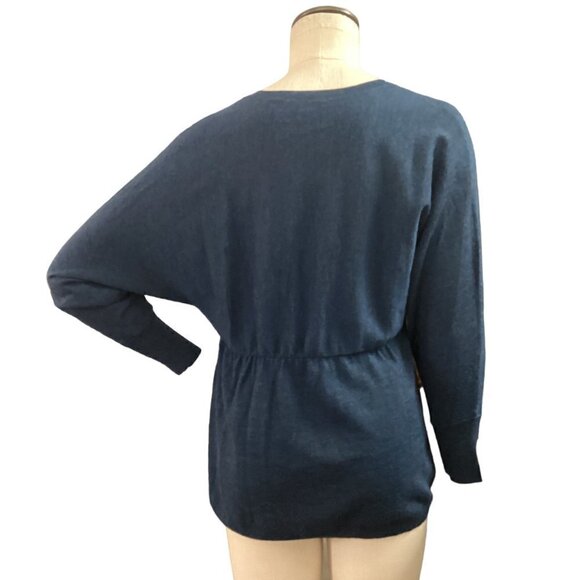 Ann Taylor LOFT V-Neck Merino Wool-Acrylic-Cashmere Sweater Knit Top M Blue 184M - Picture 7 of 9